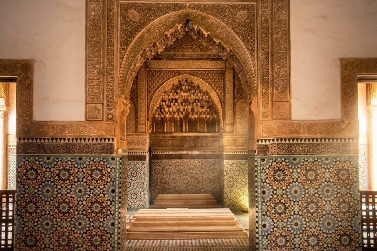 Carved and tiled decorative niche at the Saadian Tombs